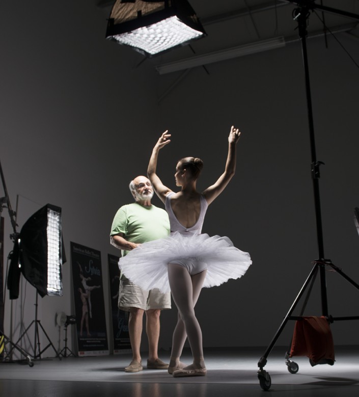 Gene and dancer choreograph the perfect shot in private ballet photo sessions.